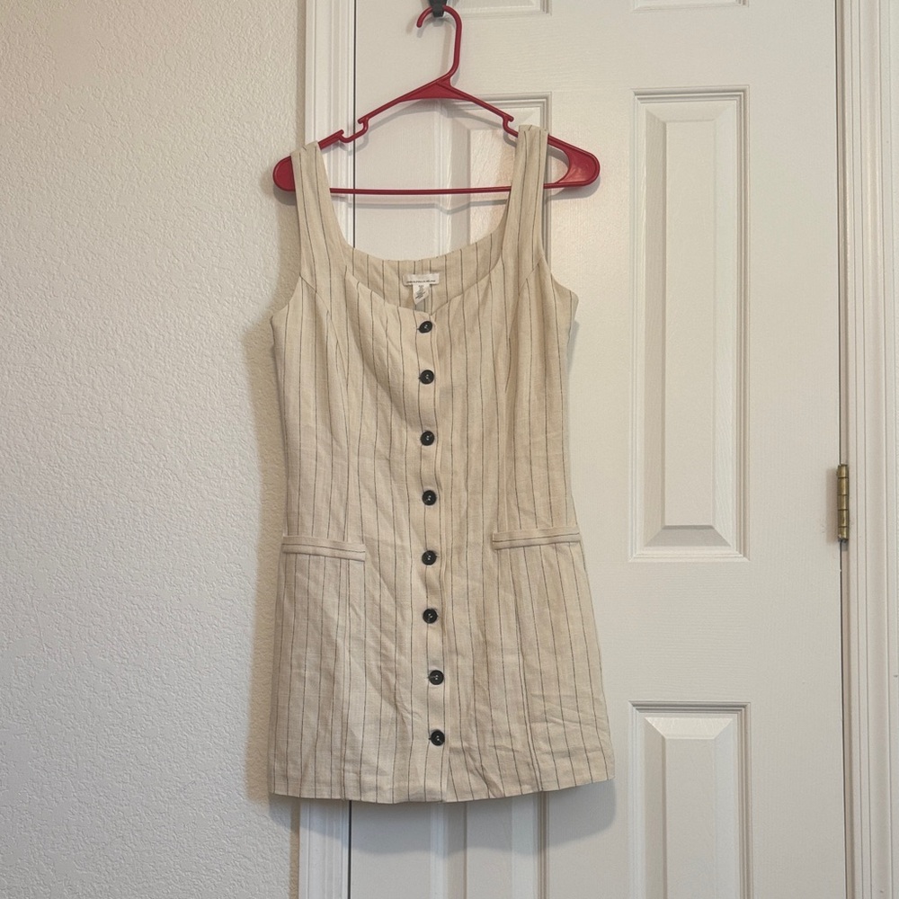 H&M Cream Striped Linen Dress